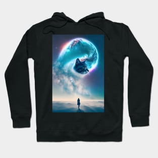 Galaxy Cat Double Exposure - Modern Digital Art Hoodie